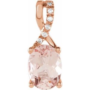 14K Rose Natural Morganite & .03 CTW Natural Diamond Pendant - BN & CO JEWELRY