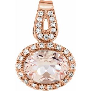 14K Rose Natural Morganite & 1/8 CTW Natural Diamond Pendant - BN & CO JEWELRY