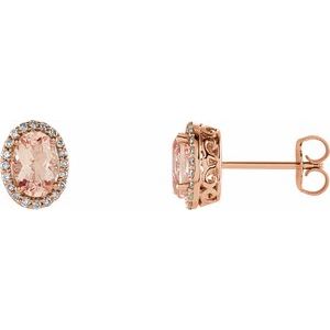 14K Rose Natural Pink Morganite & 1/5 CTW Natural Diamond Earrings - BN & CO JEWELRY