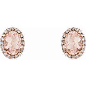 14K Rose Natural Pink Morganite & 1/5 CTW Natural Diamond Earrings - BN & CO JEWELRY