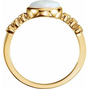 14K Yellow Natural Opal & 1/10 CTW Natural Diamond Ring - BN & CO JEWELRY