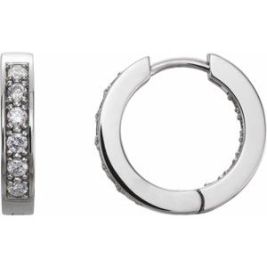 14K White 15 mm 1/2 CTW Natural Diamond Inside-Outside Hoop Earrings - BN & CO JEWELRY