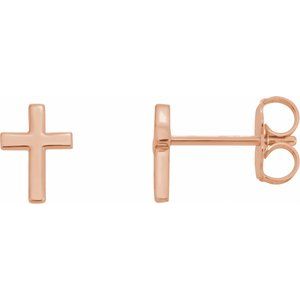 14K Rose 7.5 mm Cross Earrings - BN & CO JEWELRY