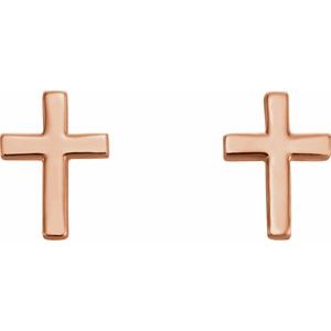 14K Rose 7.5 mm Cross Earrings - BN & CO JEWELRY