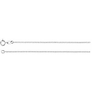 14K White 1 mm Solid Baby Curb 18" Chain - BN & CO JEWELRY