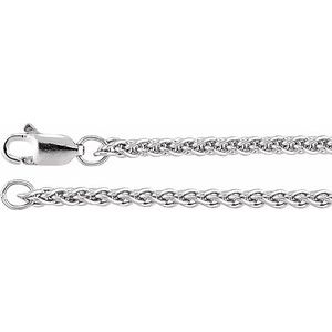 Rhodium-Plated Sterling Silver 2.4 mm Wheat 7" Chain - BN & CO JEWELRY