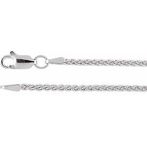 Rhodium-Plated Sterling Silver 1.8 mm Wheat 16" Chain - BN & CO JEWELRY