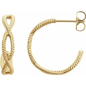 14K Yellow 17x3.6 mm Rope Hoop Earrings - BN & CO JEWELRY