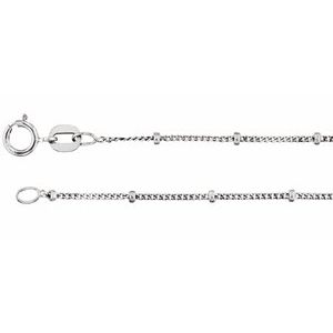 14K White 1.9 mm Solid Beaded Curb 20" Chain - BN & CO JEWELRY