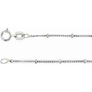 14K White 1.9 mm Solid Beaded Curb 16" Chain - BN & CO JEWELRY