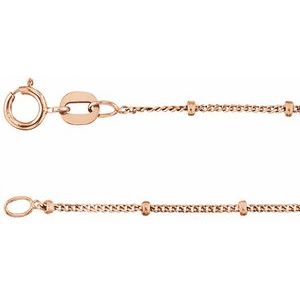 14K Rose 1.9 mm Solid Beaded Curb 16" Chain - BN & CO JEWELRY