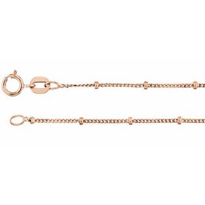 14K Rose 1.9 mm Solid Beaded Curb 20" Chain - BN & CO JEWELRY