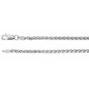 14K White 2.75 mm Diamond-Cut Wheat 18" Chain - BN & CO JEWELRY