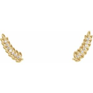 14K Yellow .03 CTW Natural Diamond Leaf Ear Climbers - BN & CO JEWELRY