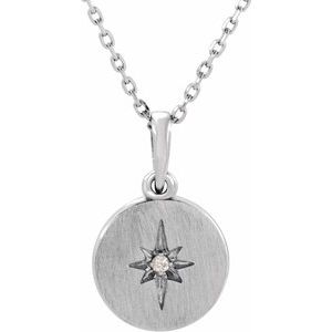 14K White .01 CT Natural Diamond Starburst 16-18" Necklace - BN & CO JEWELRY