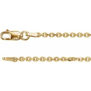 14K Yellow 1.75 mm Solid Diamond-Cut Cable 7" Chain - BN & CO JEWELRY