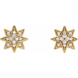 14K Yellow .08 CTW Natural Diamond Star Earrings - BN & CO JEWELRY