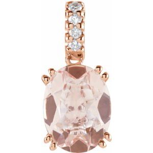 14K Rose Natural Morganite & .04 CTW Natural Diamond Pendant - BN & CO JEWELRY