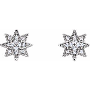 14K White .08 CTW Natural Diamond Star Earrings - BN & CO JEWELRY