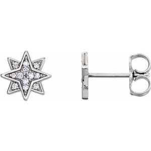 14K White .08 CTW Natural Diamond Star Earrings - BN & CO JEWELRY