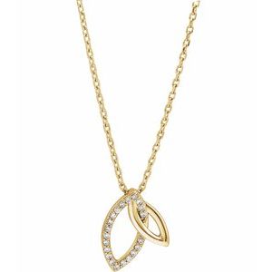 14K Yellow .05 CTW Diamond Double Leaf 18" Necklace - BN & CO JEWELRY
