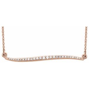 14K Rose 1/6 CTW Diamond Curvilinear Bar 17.5" Necklace - BN & CO JEWELRY