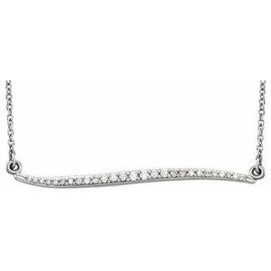 14K White 1/6 CTW Diamond Curvilinear Bar 17.5" Necklace - BN & CO JEWELRY