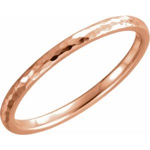 14K Rose 3 mm Half Round Band with Hammered Textured Size 4 - BN & CO JEWELRY