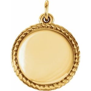 14K Yellow Engravable Round Rope Pendant - BN & CO JEWELRY