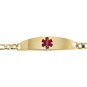 14K Yellow 56.1x13.6 mm Red Enamel Medical Identification 8" Bracelet - BN & CO JEWELRY