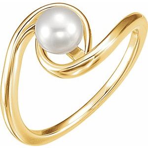 14K Yellow 5.5-6.0 mm Cultured White Freshwater Pearl Ring - BN & CO JEWELRY