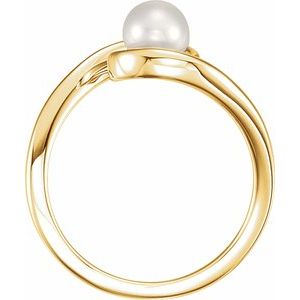 14K Yellow 5.5-6.0 mm Cultured White Freshwater Pearl Ring - BN & CO JEWELRY