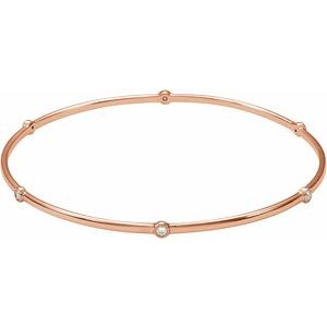 14K Rose 1/4 CTW Natural Diamond Bezel-Set Bangle 8" Bracelet - BN & CO JEWELRY