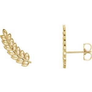 14K Yellow Petite Leaf Ear Climbers - BN & CO JEWELRY