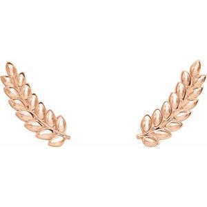 14K Rose Petite Leaf Ear Climbers - BN & CO JEWELRY