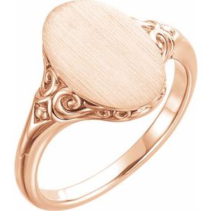 14K Rose 13x9 mm Oval Signet Ring - BN & CO JEWELRY