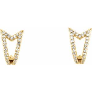14K Yellow 1/6 CTW Natural Diamond Geometric J-Hoop Earrings - BN & CO JEWELRY