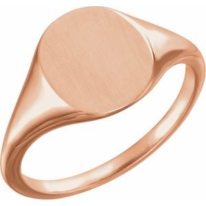 14K Rose 11x9 mm Oval Signet Ring - BN & CO JEWELRY