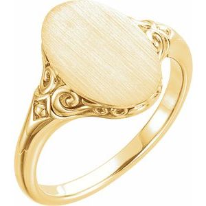 14K Yellow 13x9 mm Oval Signet Ring - BN & CO JEWELRY