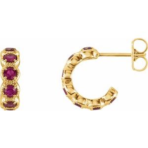 14K Yellow Ruby Huggie Earrings - BN & CO JEWELRY