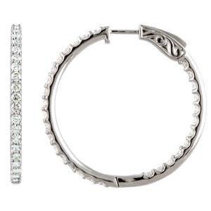 14K White 6 1/4 CTW Diamond Inside-Outside 51 mm Hoop Earrings - BN & CO JEWELRY