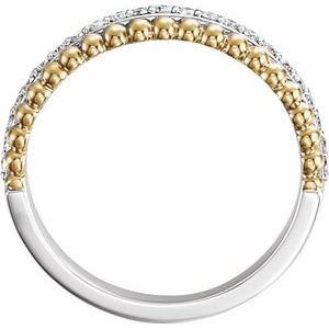 14K White/Yellow 1/5 CTW Diamond Beaded Ring - BN & CO JEWELRY