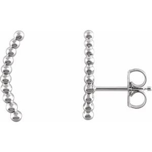 14K White Beaded Ear Climbers - BN & CO JEWELRY