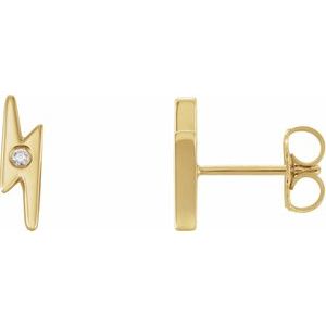 14K Yellow .03 CTW Natural Diamond Lightning Bolt Earrings - BN & CO JEWELRY
