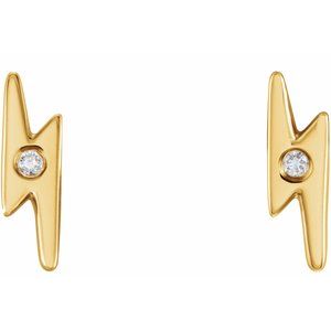 14K Yellow .03 CTW Natural Diamond Lightning Bolt Earrings - BN & CO JEWELRY