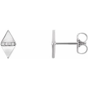 14K White .025 CTW Natural Diamond Geometric Earrings - BN & CO JEWELRY