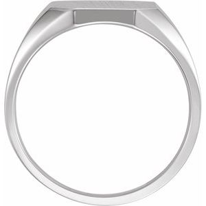 14K White 14x12 mm Octagon Signet Ring - BN & CO JEWELRY