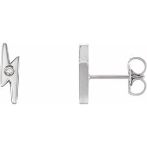 14K White .03 CTW Natural Diamond Lightning Bolt Earrings - BN & CO JEWELRY