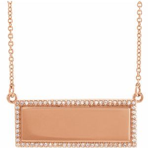 14K Rose 1/6 CTW Natural Diamond Bar 18" Necklace - BN & CO JEWELRY
