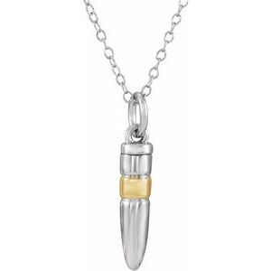 Sterling Silver 14K Yellow Gold-Plated Bullet Ash Holder 18" Necklace - BN & CO JEWELRY